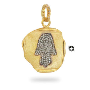 Pave Diamond Sacred Hamsa Pendant, (DPL-2427)