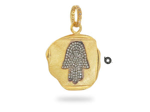 Pave Diamond Sacred Hamsa Pendant, (DPL-2427)