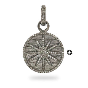 Pave Diamond Starburst Medallian Pendant, (DPS-118)