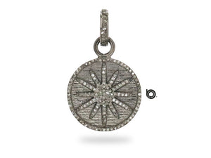 Pave Diamond Starburst Medallian Pendant, (DPS-118)