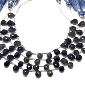 Natural Iolite Faceted Tear Drops, 6x9 mm, Rich Color, Iolite Gemstone Beads, (IOL-TR-6x9)(256)