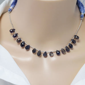 Natural Iolite Faceted Tear Drops, 6x9 mm, Rich Color, Iolite Gemstone Beads, (IOL-TR-6x9)(256)