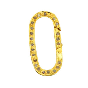 Pave Diamond Elongated Oval Snap Clasp, Oval Snap Lock, 2 Sizes, 2 Finish (DC-132)