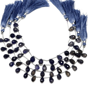 Natural Iolite Faceted Tear Drops, 7x10 mm, Rich Color, Iolite Gemstone Beads, (IOL-TR-7x10)(257)
