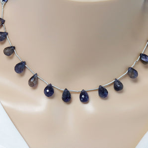 Natural Iolite Faceted Tear Drops, 7x10 mm, Rich Color, Iolite Gemstone Beads, (IOL-TR-7x10)(257)