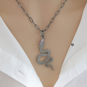 Pave Diamond Python Snake pendant, (DPL-2420)