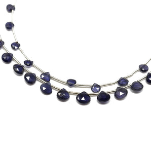 Natural Iolite Faceted Heart Drops, 5-6 mm, Rich Color, Iolite Gemstone Beads, (IOL-HRT-5-6)(258)