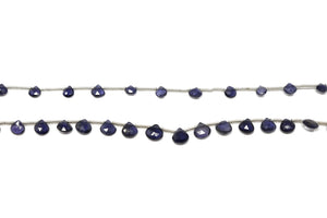 Natural Iolite Faceted Heart Drops, 5-6 mm, Rich Color, Iolite Gemstone Beads, (IOL-HRT-5-6)(258)