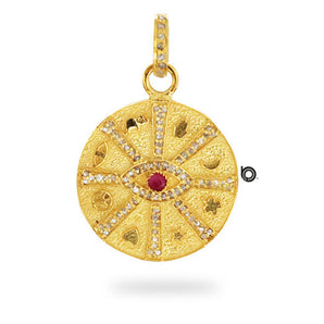 Pave Diamond Lucky amulet with Evil Eye Medallion pendant, (DPM-1158)