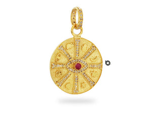 Pave Diamond Lucky amulet with Evil Eye Medallion pendant, (DPM-1158)