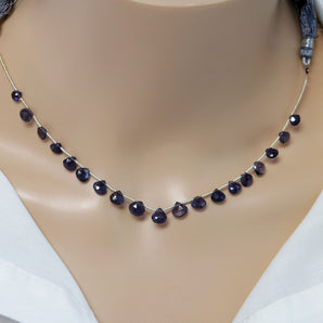 Natural Iolite Faceted Heart Drops, 5-6 mm, Rich Color, Iolite Gemstone Beads, (IOL-HRT-5-6)(258)