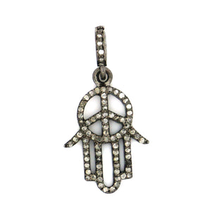 Pave Diamond Hamsa Charm, (DCH-116) - Beadspoint