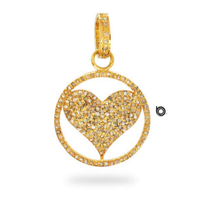 Pave Diamond Round Diamond Circle Heart Pendant, (DPS-120)