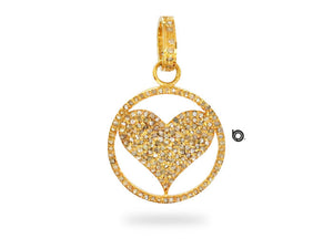 Pave Diamond Round Diamond Circle Heart Pendant, (DPS-120)