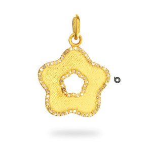 Pave Diamond Flower Pendant in Gold Finish, (DPS-116)