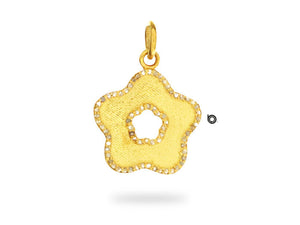 Pave Diamond Flower Pendant in Gold Finish, (DPS-116)