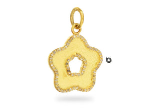 Pave Diamond Flower Pendant in Gold Finish, (DPS-116)