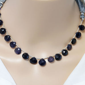 Natural Iolite Faceted Heart Drops, 9-11 mm, Rich Color, Iolite Gemstone Beads, (IOL-HRT-9-11)(260)