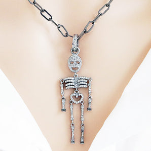 Pave Diamond Moving Skeleton Pendant, (DPL-2475)