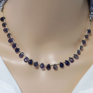 Natural Iolite Faceted Pear Drops, 5x7-8 mm, Rich Color, Iolite Gemstone Beads, (IOL-PR-5x7-8)(261)