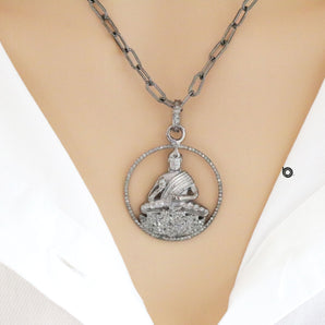 Pave Diamond Divine Buddha Large Pendant, (DPL-2424)