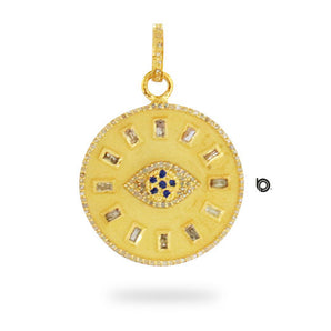 Pave Diamond Sacred Evil Eye Baguette Medallion pendant, (DPL-2422)