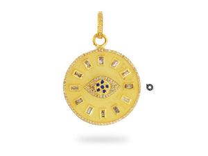 Pave Diamond Sacred Evil Eye Baguette Medallion pendant, (DPL-2422)