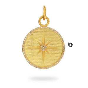 Pave Diamond North Star Medallion Pendant, (DPS-112)