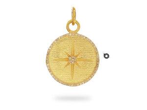 Pave Diamond North Star Medallion Pendant, (DPS-112)