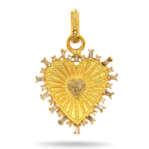 Pave Diamond Fluted Heart Pendant, (DPS-165)