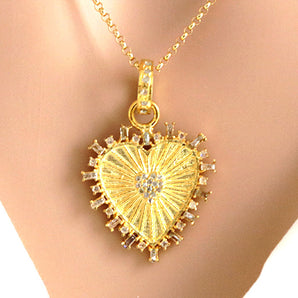 Pave Diamond Fluted Heart Pendant, (DPS-165)