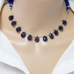 Natural Iolite Faceted Pear Drops, 10x12 mm, Rich Color, Iolite Gemstone Beads, (IOL-PR-10x12)(264)