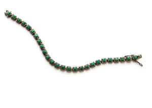 Pave Diamond & Ruby or Emerald antique inspired bracelet with hinge lock, (DBG-72)