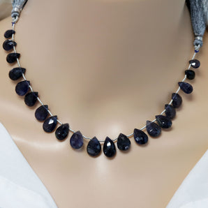 Natural Iolite Faceted Pear Drops, 8x10-9x12 mm, Rich Color, Iolite Gemstone Beads, (IOL-PR-8x10-9x12)(265)