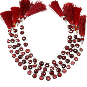 Genuine Natural Garnet Faceted Heart Drops , 7-8 mm, Rich Color, Garnet Gemstone Beads, (GAR-HRT-7-8)(271)