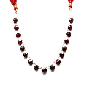 Genuine Natural Garnet Faceted Heart Drops , 7-8 mm, Rich Color, Garnet Gemstone Beads, (GAR-HRT-7-8)(271)