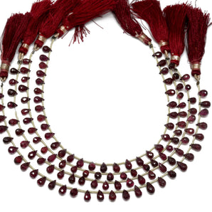 Genuine Natural Garnet Faceted Tear Drops, 5x6 mm, Rich Color, Garnet Gemstone Beads, (GAR-TR-5x6)(272)