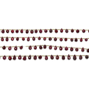 Genuine Natural Garnet Faceted Tear Drops, 5x6 mm, Rich Color, Garnet Gemstone Beads, (GAR-TR-5x6)(272)
