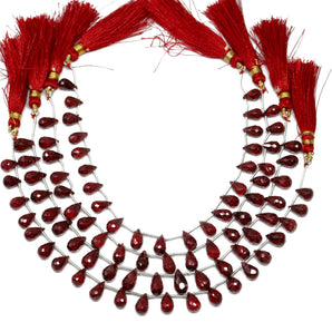 Genuine Natural Garnet Faceted Tear Drops , 6x10 mm, Rich Color, Garnet Gemstone Beads, (GAR-TR-6x10)(273)