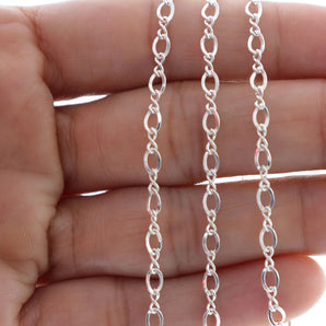 Sterling Silver figure 8 and oval links cable chain, 5x3 mm Links, (SS-014)