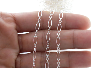 Sterling Silver Long and Short Cable Chain, (SS-002)