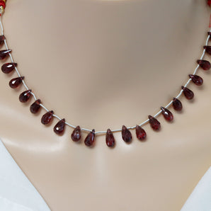 Genuine Natural Garnet Faceted Tear Drops , 6x10 mm, Rich Color, Garnet Gemstone Beads, (GAR-TR-6x10)(273)