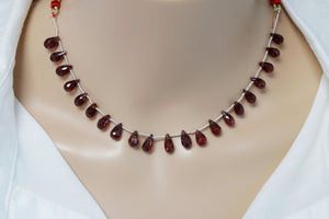 Genuine Natural Garnet Faceted Tear Drops , 6x10 mm, Rich Color, Garnet Gemstone Beads, (GAR-TR-6x10)(273)