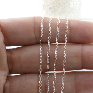 Sterling Silver Fine Flat Oval Cable Chain, 1.5x1 mm Links, (SS-006)