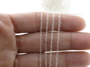 Sterling Silver Fine Flat Oval Cable Chain, 1.5x1 mm Links, (SS-006)
