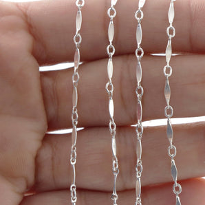 Sterling Silver Flattened Bar Chain, 9x1.5 mm, (SS-064)