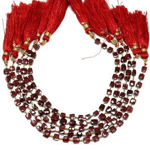 Genuine Natural Garnet Faceted Cube, 5 mm, Rich Color, Garnet Gemstone Beads, (GAR-CUBE-5)(274)