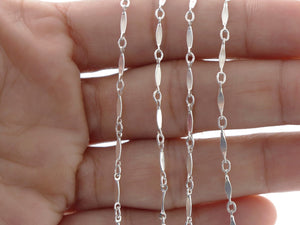 Sterling Silver Flattened Bar Chain, 9x1.5 mm, (SS-064)