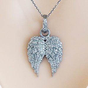 Pave Diamond Angel Wings Pendant, (DPS-169)