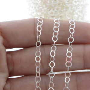 Sterling Silver Flat Round Cable Chain, 3.5 mm links, (SS-041)